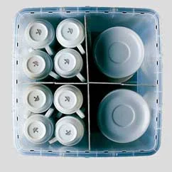 Transportbox Einteilung für Tassen und Teller Transportbox Einteilung für Tassen und Teller
