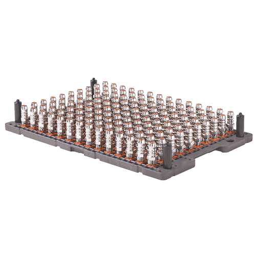 Befüllter ESD Werkstückträger techtray aus Kunststoff von FRIES