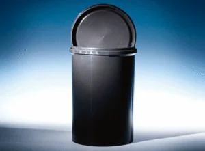 -runddose-1100ml-aus-pp-kunststoff schwarze Runddose mit Deckel mit 1100 ml Füllvolumen
