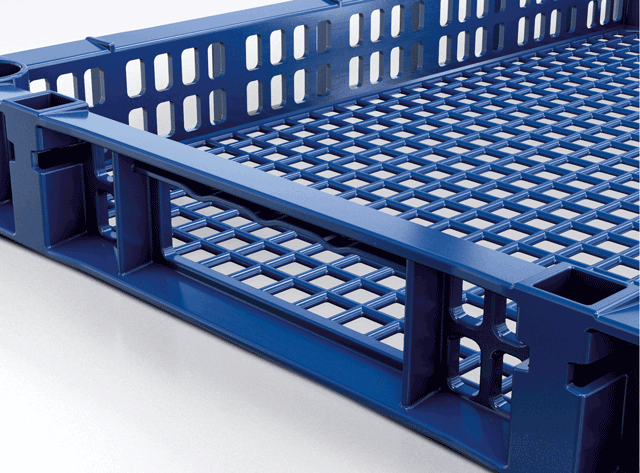 Panier de nettoyage tech-rack custom+ avec des cavités de préhension pour une manipulation plus facile