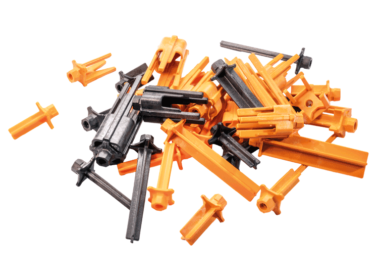 Dreh- und Steckpins aus Kunststoff für das tech-rack custom System von FRIES